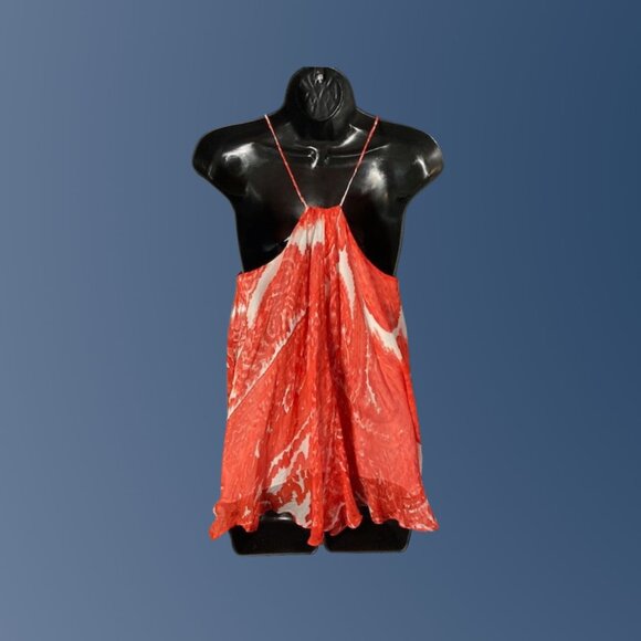 Milly Red/Orange Flowy Silk Top - Picture 2 of 7